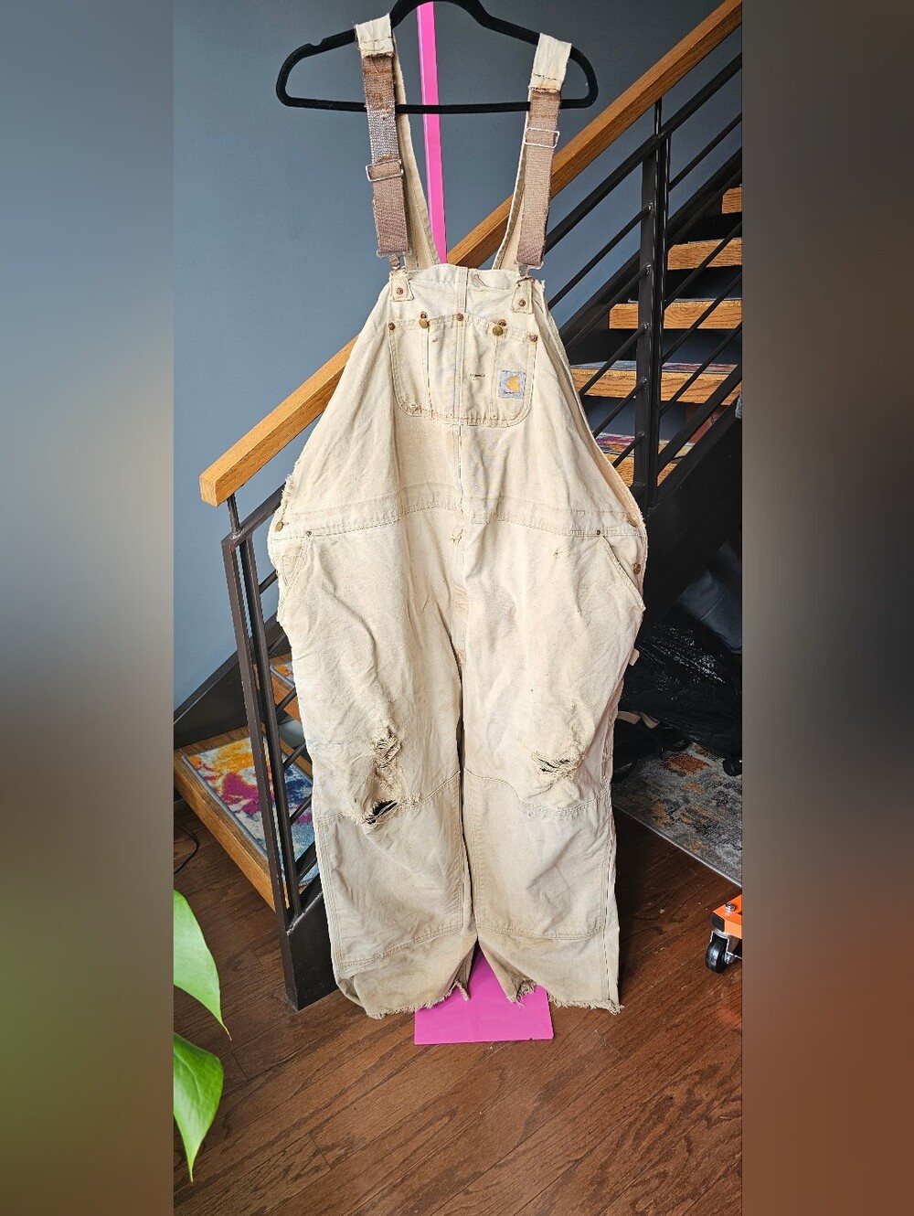 Carhartt 60x32 USA Made Distressed/Thrashed Duck Canvas Bib Overalls 2011